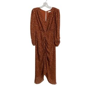 ASTR The Label Dress Women’s Medium Ginger Brown Midi Floral Holiday Fall Dress